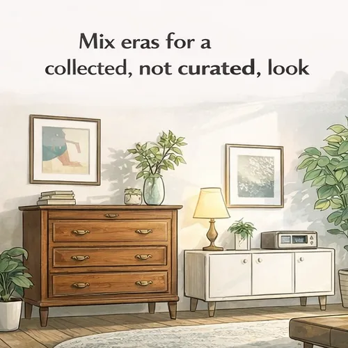 Mixing antique, retro and modern furniture in one space