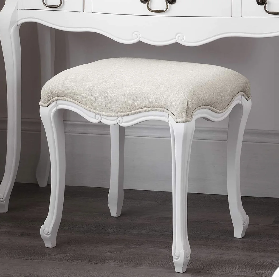 Juliette Shabby Chic Antique White Upholstered 5ft King Bed, Stunning White French bed. Quality