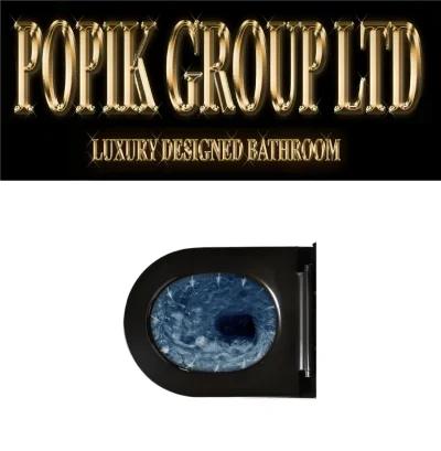 Black LUxury TOilet Design model with Gold line — image 8
