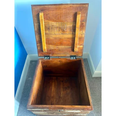 Solid Reclaimed Wood Antique Style Storage Box 50 × 50 × 47 cm — Collection Only — image 7