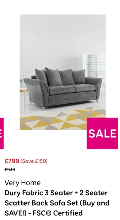 Dury Fabric 2 and 3 seater with scatter back cushions. — image 4