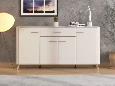 Modern Living Room Sideboard Cabinet with Drawer and 4 Doors — image 4