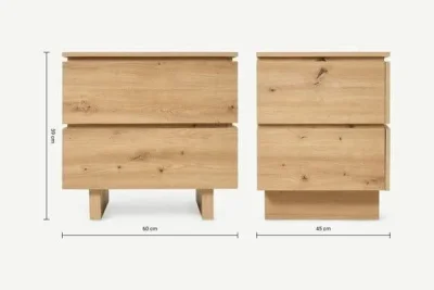 Stylish Oak Effect Nightstand with Storage Drawers — image 3
