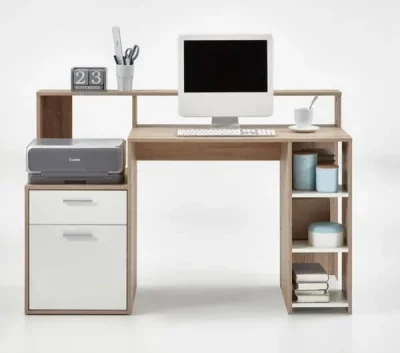 Modern Computer Desk with Storage Shelves, Drawer, and Cupboard — image 3