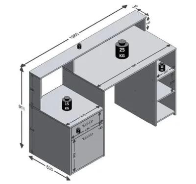 Modern Computer Desk with Storage Shelves, Drawer, and Cupboard — image 2