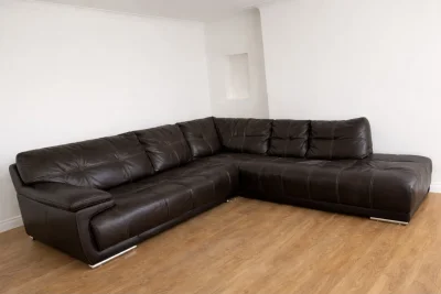 Premium SOFOLOGY Large Genuine Brown Leather Corner Sofa & Chaise