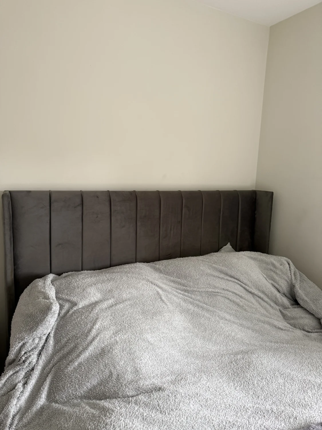 Dark Grey Velvet King Size Bed