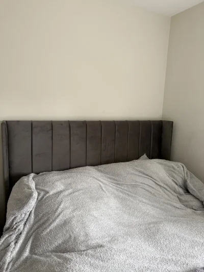 Dark Grey Velvet King Size Bed