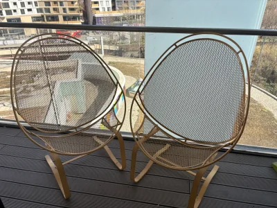 Set of 2 EMU Round style designer outdoor /indoor mesh rocking lounge chairs — image 4