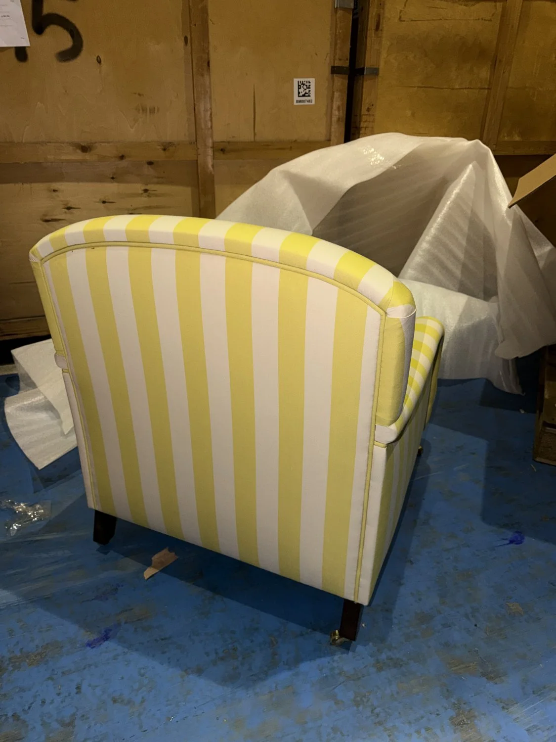 Charming Modern Armchair with Striped Upholstery