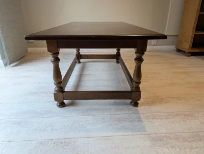 Stunning Vintage Solid Wood Coffee Table with Elegant Turned Legs — image 2