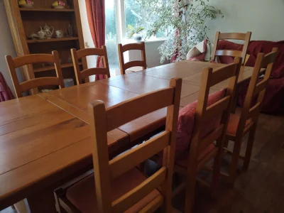 Vintage Solid Wood Dining Chair with Padded Seat — image 7