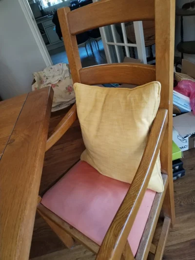 Vintage Solid Wood Dining Chair with Padded Seat — image 3