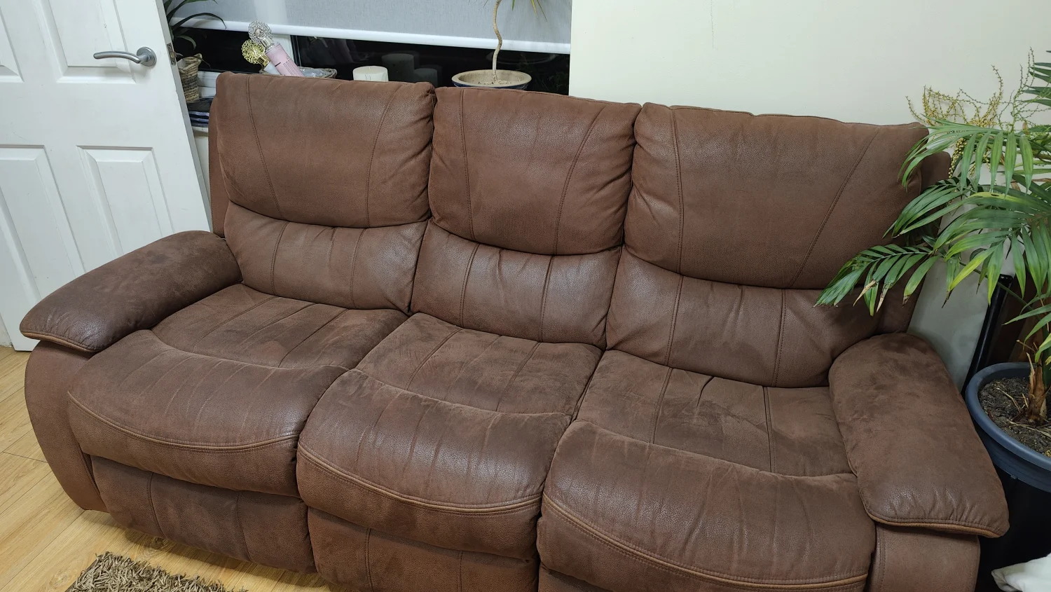 Microsuede Recliner Sofa and Footstool