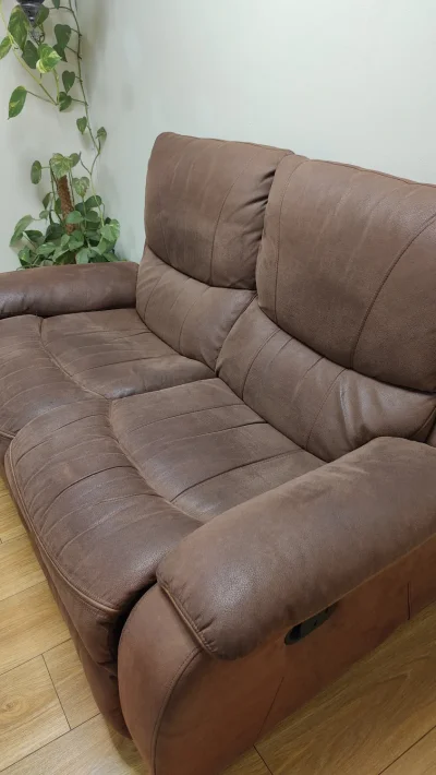 Microsuede Recliner Sofa and Footstool — image 7