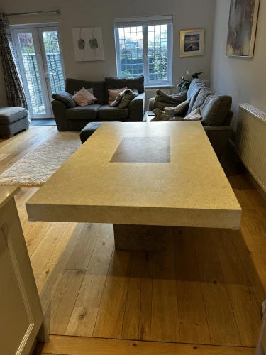 6-8 Seater Beige with brown taupe centre Marble dining table — image 4
