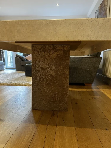 6-8 Seater Beige with brown taupe centre Marble dining table — image 5