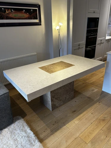 6-8 Seater Beige with brown taupe centre Marble dining table