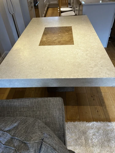 6-8 Seater Beige with brown taupe centre Marble dining table — image 3