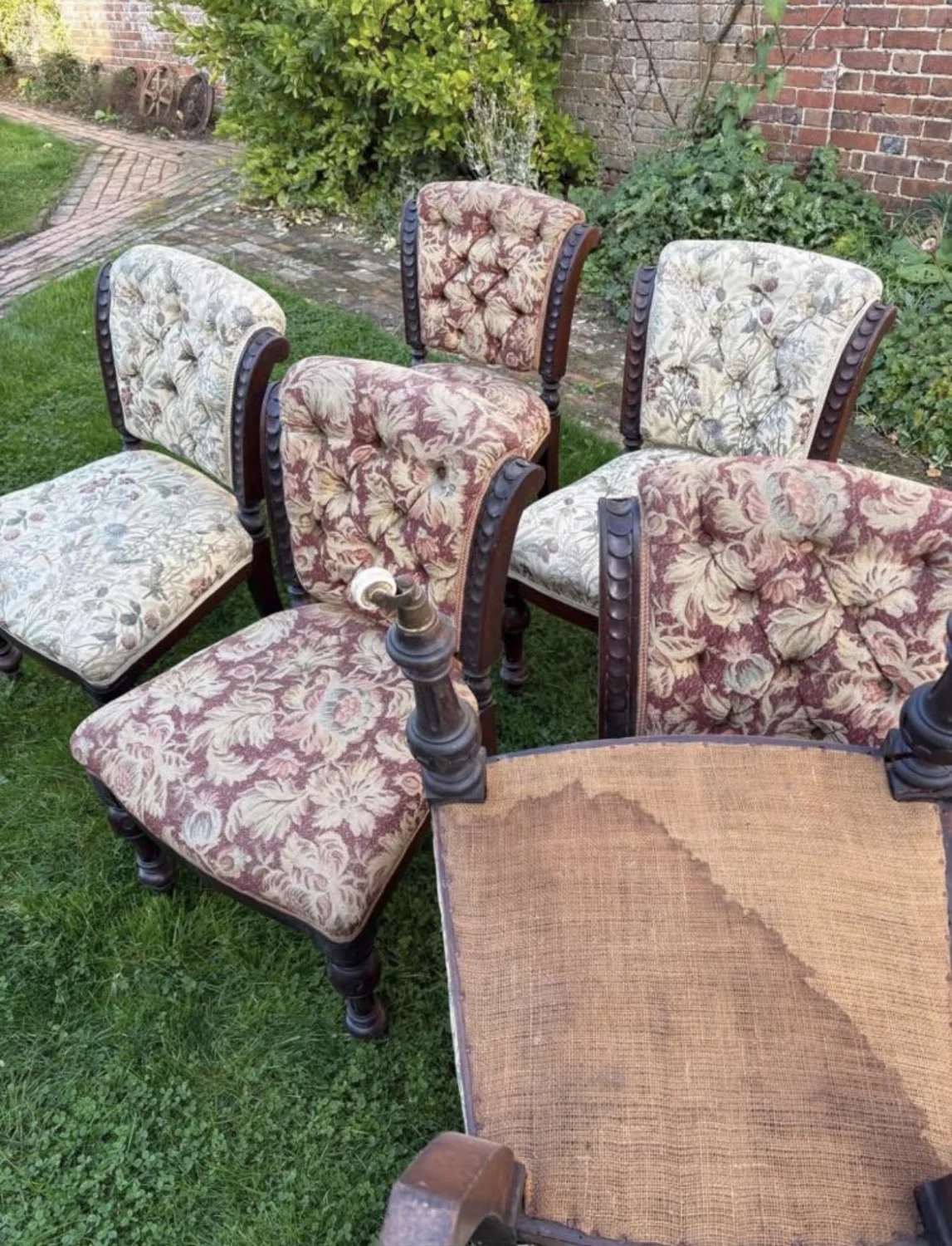 Set of 5 Floral Design Vintage Dining Chairs