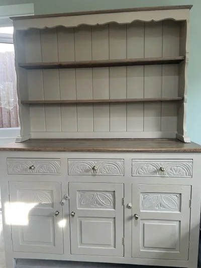 Painted Country-Style Welsh Dresser with Plate Rack, Drawers and Cupboards