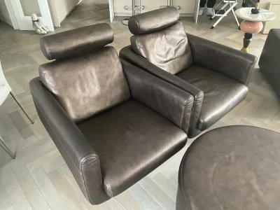 Luxury Nicoline Italia Leather Living Room Suite – Sectional Sofa, Swivel Armchairs & Ottoman Set — image 3