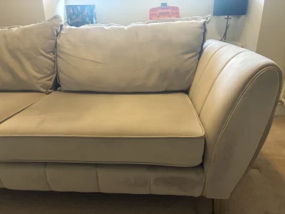 Sofology Large 3-Seater Sofa with Curved Arms & Gold Leg Detail